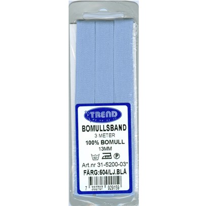 Bomullsband 13 mm Ljusblå